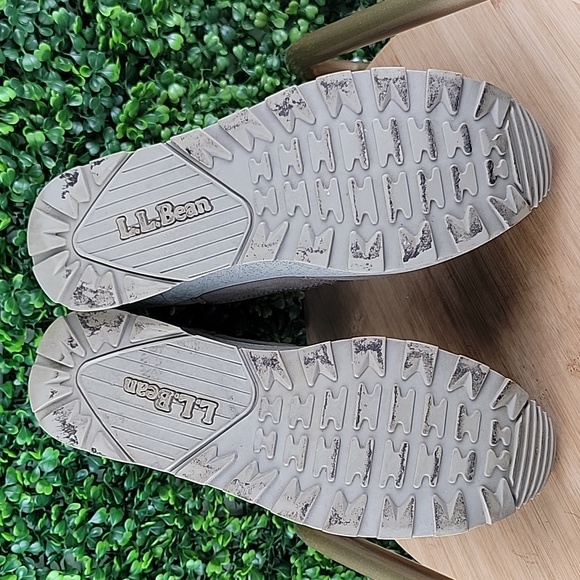 L.L Bean Vintage Thinsulate Women Leather Suede Laceup Trail Boot Taupe Grey 9N - Picture 11 of 13